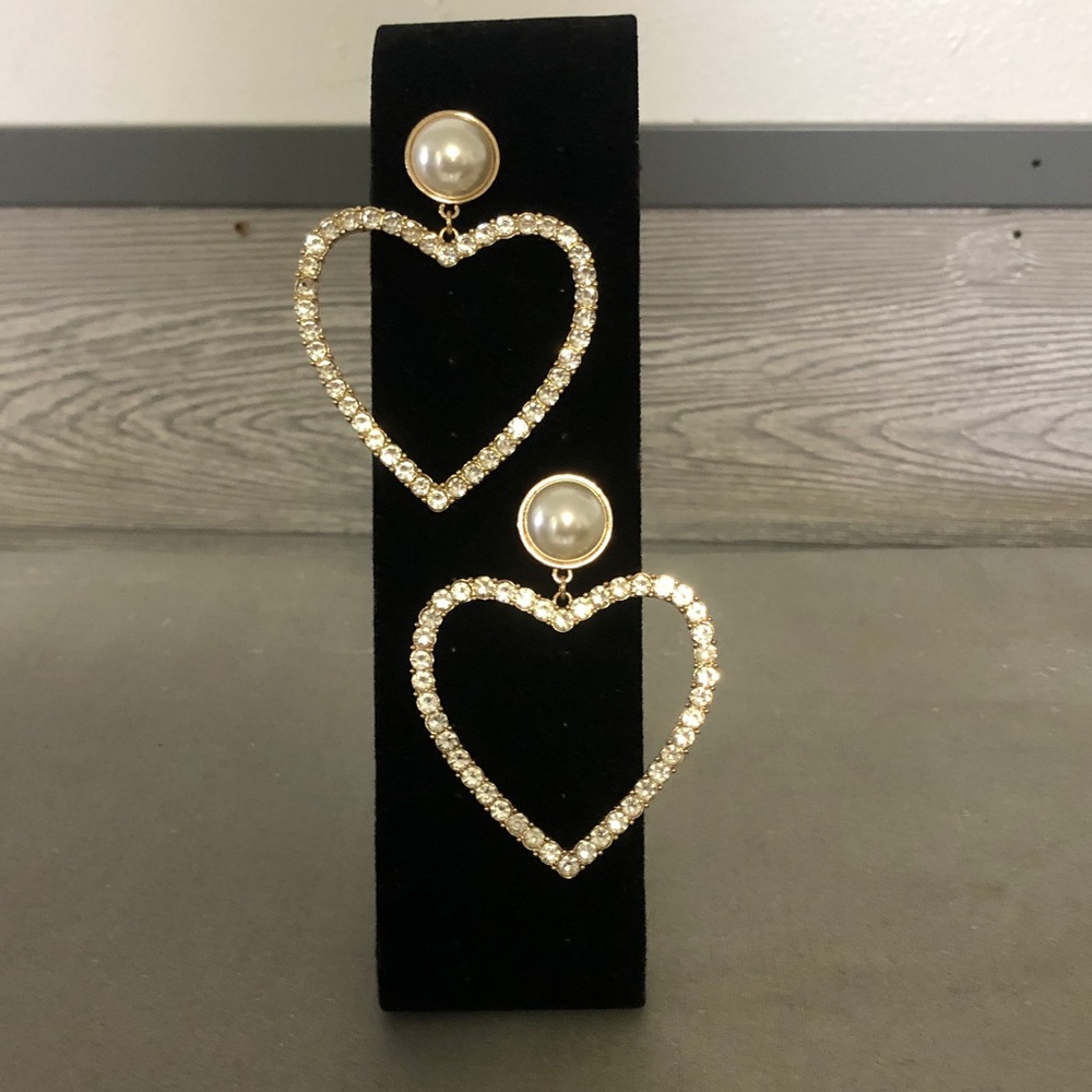 Baublebar Gold and Pearl Heart Earrings